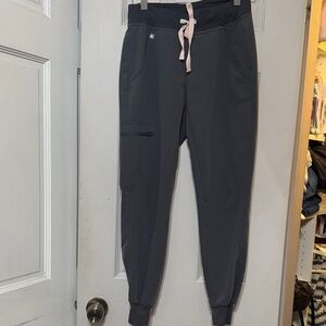 Charcoal Gray Jogger Pants with Pink Drawstring